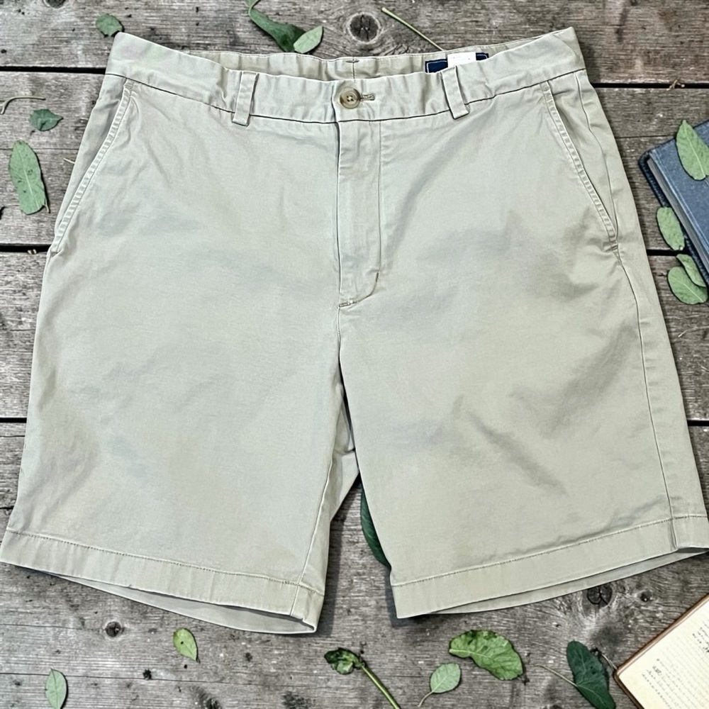 Vineyard Vines Breaker Shorts Mens 34 Khaki Chino Stretch Cotton Flat Front